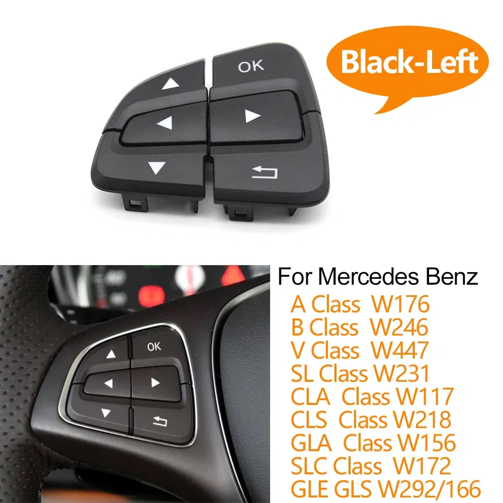 Color: Yellow - Car Steering Wheel Menu Control Switch Buttons For Mercedes Benz A B GLA GLS GLE V Class W176 W246 W156 W166 W292 W117 W218 W231