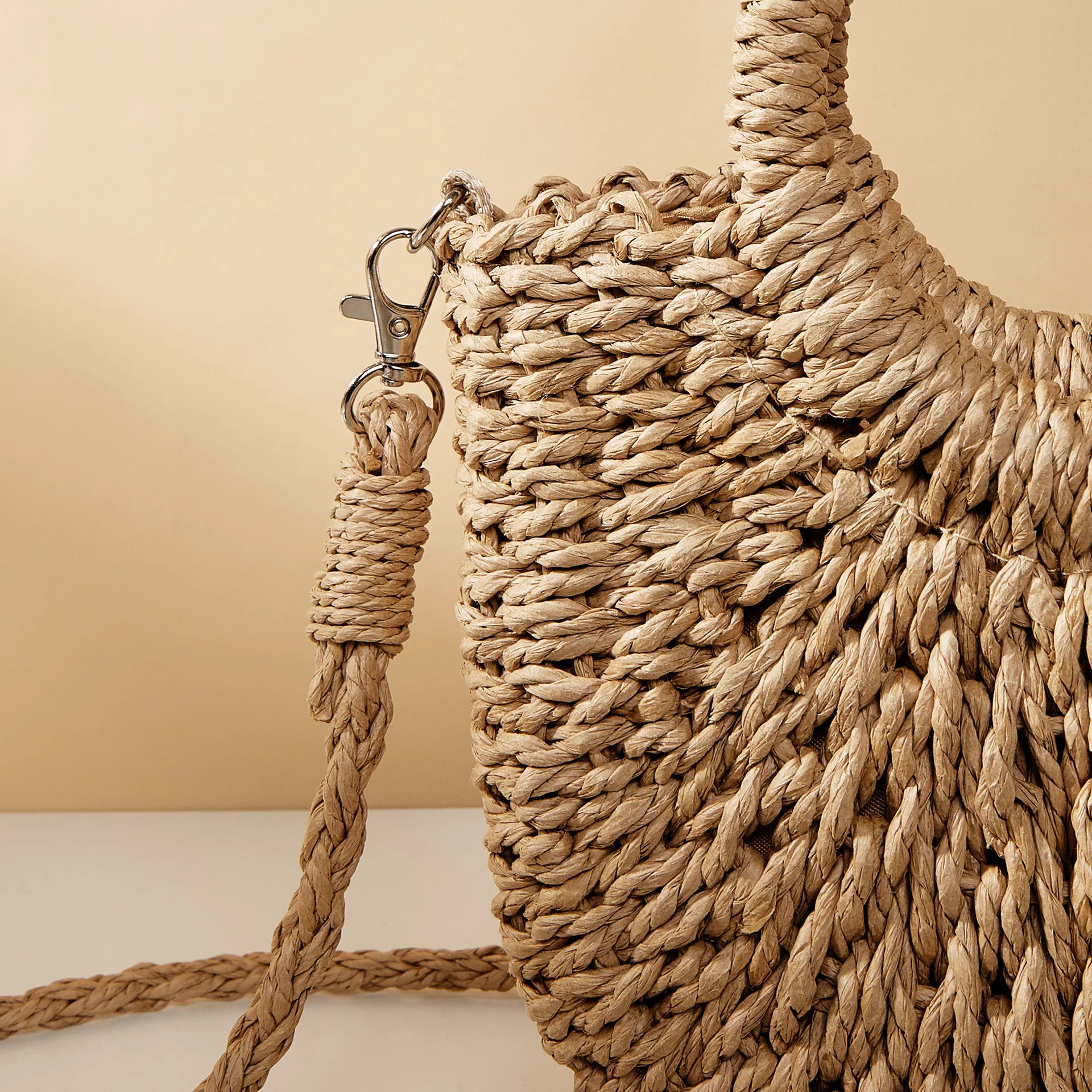 Color: green - Handwoven Straw Rattan Half-Moon Beach Handbag Large Capacity Women Summer Hollow Out Crossbody Shoulder Bag