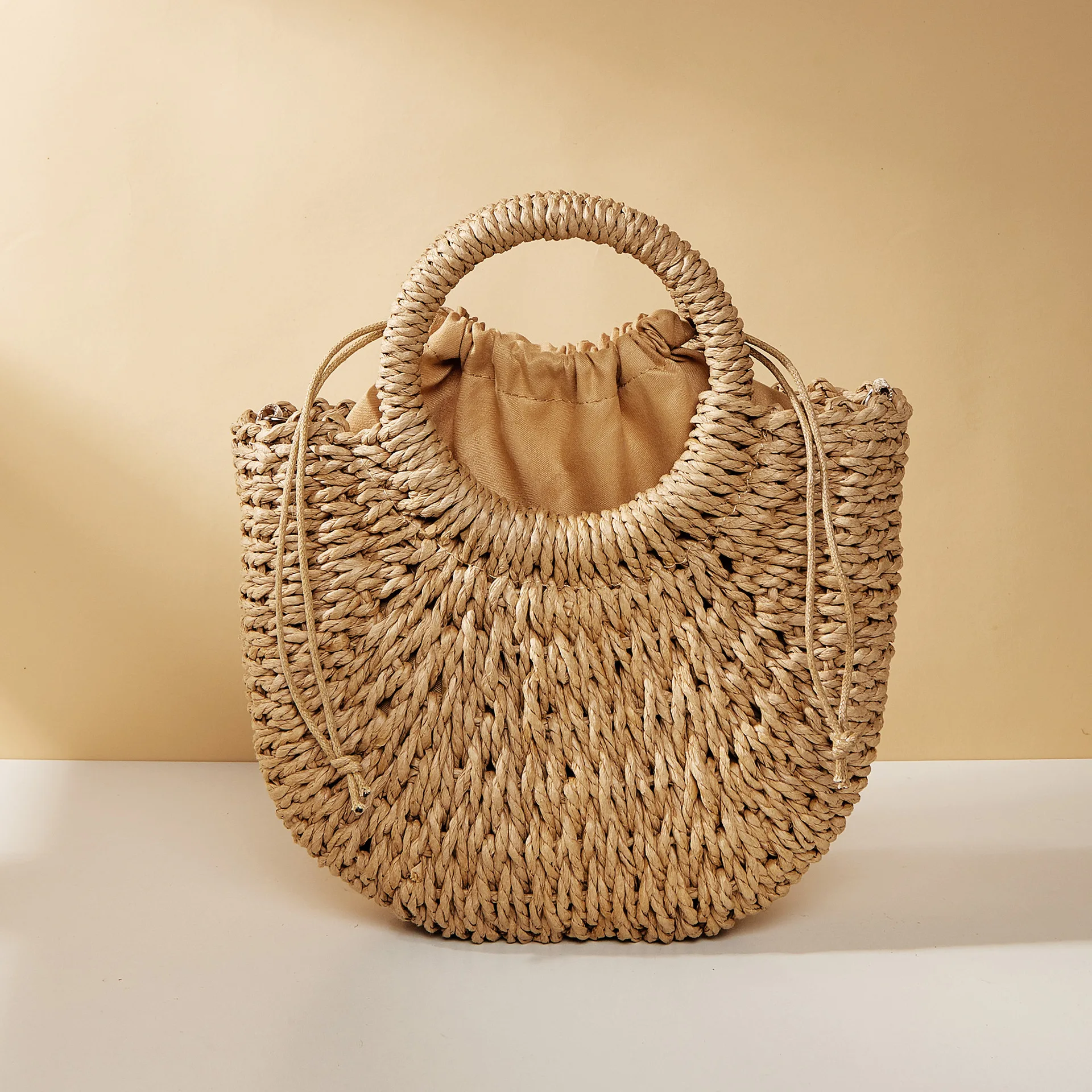 Color: green - Handwoven Straw Rattan Half-Moon Beach Handbag Large Capacity Women Summer Hollow Out Crossbody Shoulder Bag