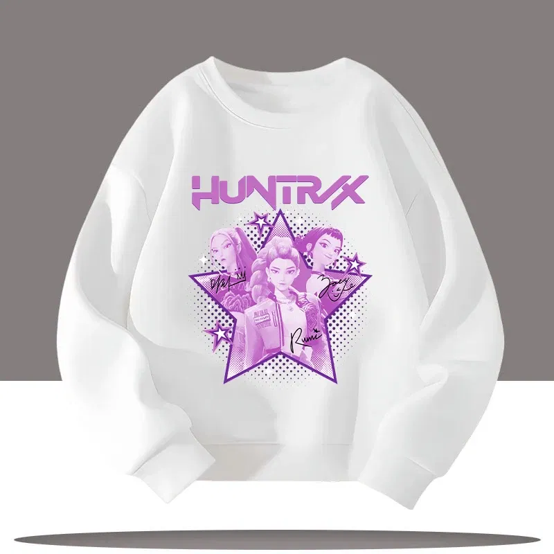 Color: Red, Kid Size: 8 - K-pop Demon Hunters New Children's Round-neck Sports Shirt with Cartoon Print - 3-12 Years Old Cute Girl Casual Top