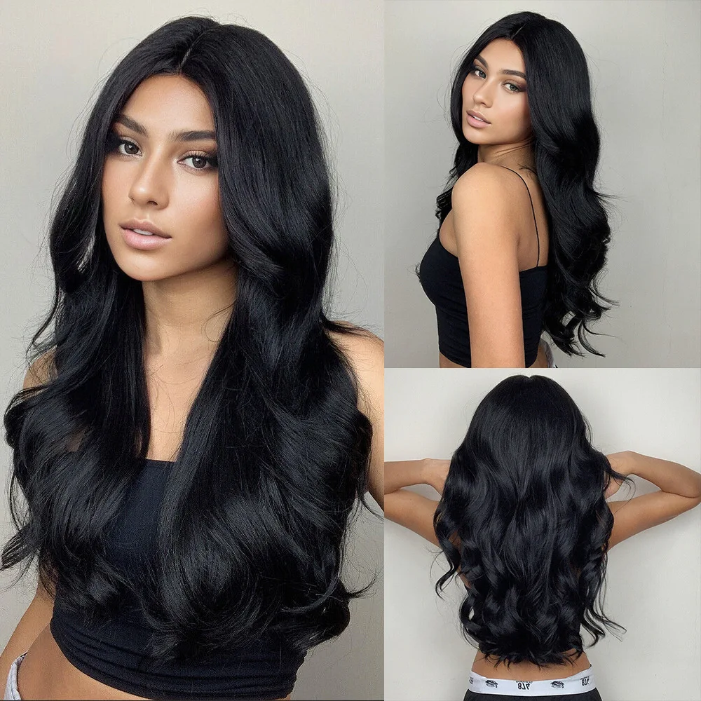 Color: #613 - Blonde synthetic wig with straight bangs Ladies Cosplay wig High temperature silk wig set with big waves and long curly hair