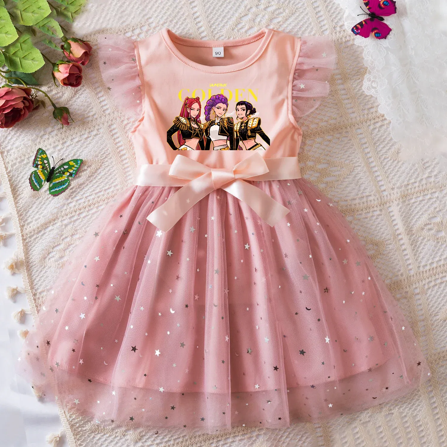 Color: GRAY, Size: One Size, Height: 170 - KPop Demon Hunters Girls Dress Kids Party Halloween Carnival Birthday Party Clothes Princess Tutu Dresses Costume Children Gift