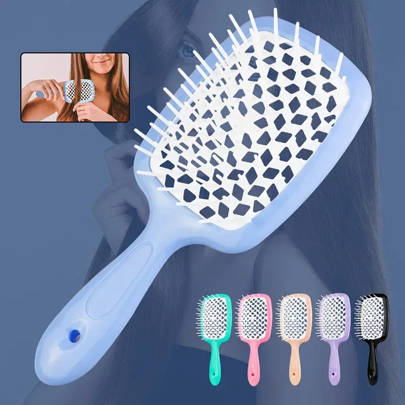 Color: Orange - Scalp Massage Combs for Women Salon Hair Brush Air Cushion Combs Hair Comb Ponytail Combs Hollowing Out Fashion Hair Accessories