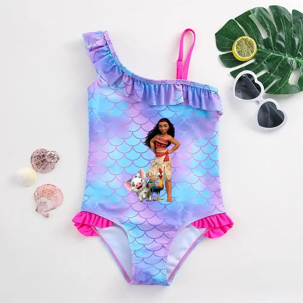 Color: PURPLE, Kid Size: 6M - Moana Baby Girl Mermaid Fish Scale Print Swimsuit One-Piece Swimwear Toddler Bathing Suit Beach Outfit
