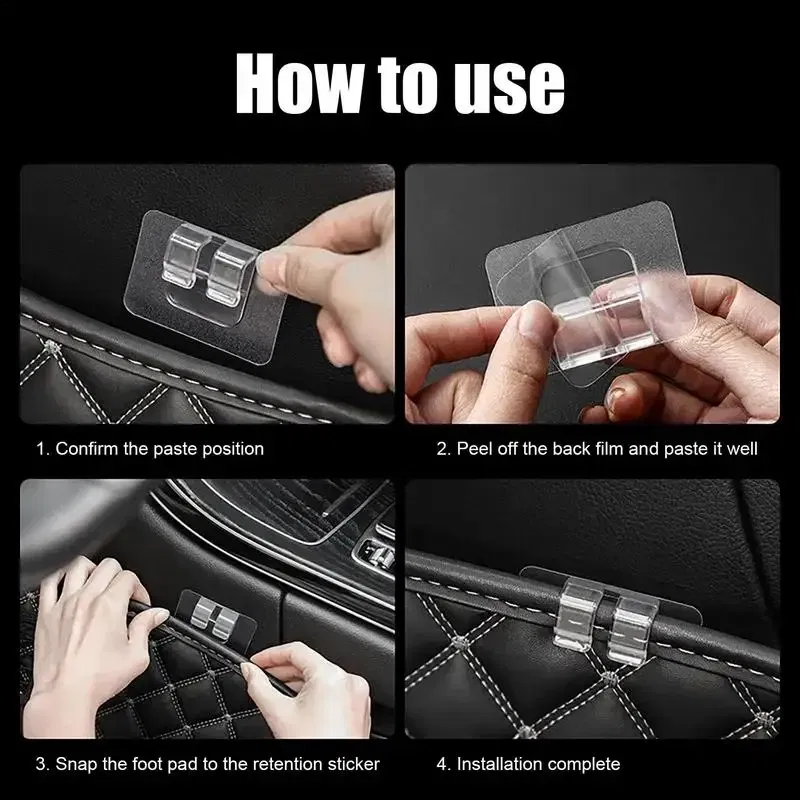 Ships From: CHINA, Color Name: WHITE - Car Floor Mat Clips Self Adhesive Invisible Non-Slip Carpet Clips Universal Mat Fasteners For Prevent Displacement Portable