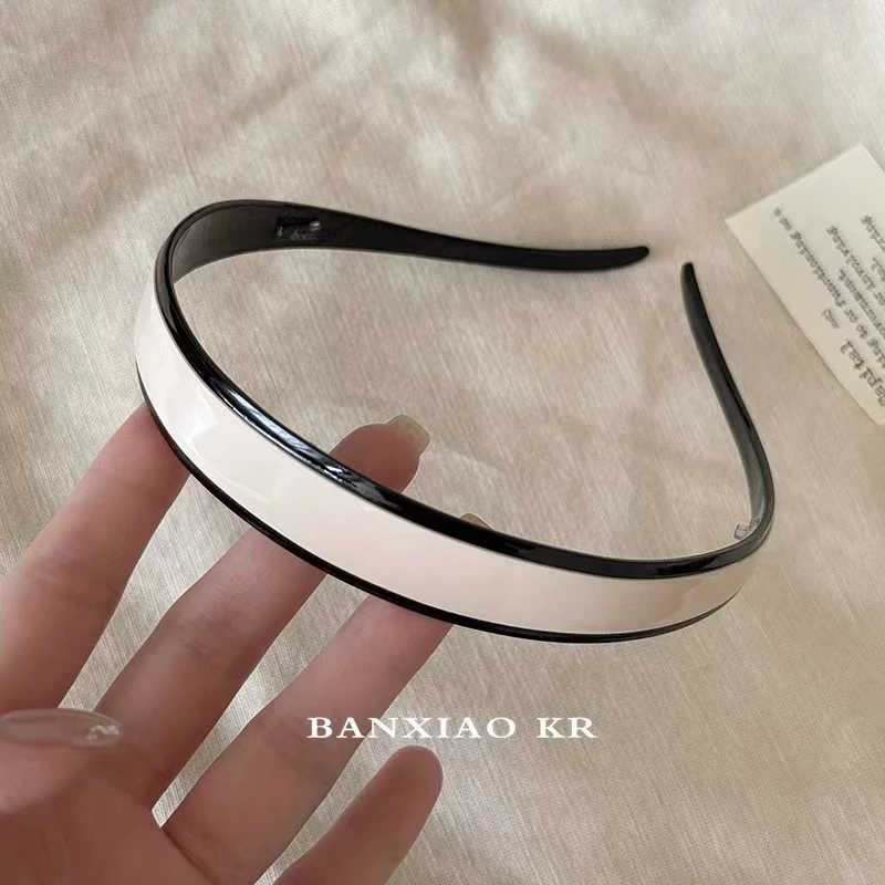 Color: GRAY - Black White Hair Bands for Girls and Women Acetate Headband Headwear Hair Accessories Elegant Simple Style Hairband