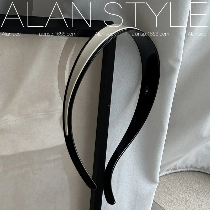 Color: GRAY - Black White Hair Bands for Girls and Women Acetate Headband Headwear Hair Accessories Elegant Simple Style Hairband