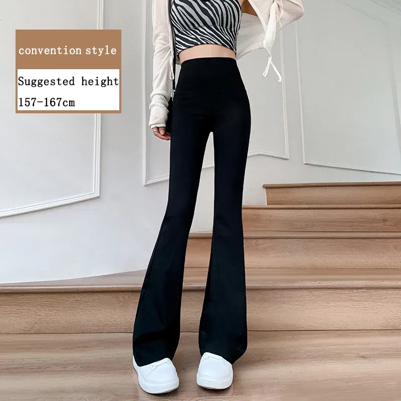Color: black, Size: XL - Women Flare Pants Slim High Waist Solid Sexy Shark Flare Pants Fashion Casual Streetwear Elastic Butt Lift Skinny Leggings