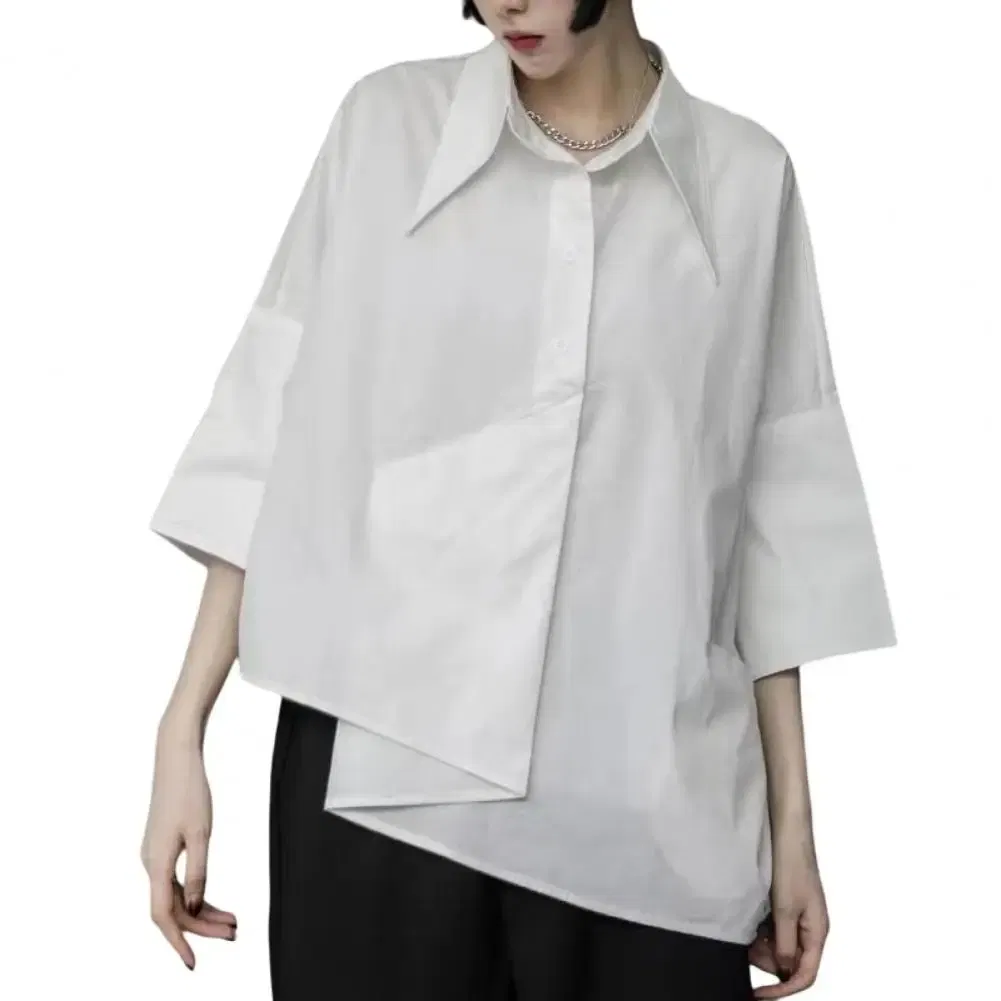 Color: Red, Size: XL - Men Shirts Irregular Hem Black White Shirts Single Breasted Shorts Sleeves Handsome Blouse Men Women Tops Summer Spring Shirts