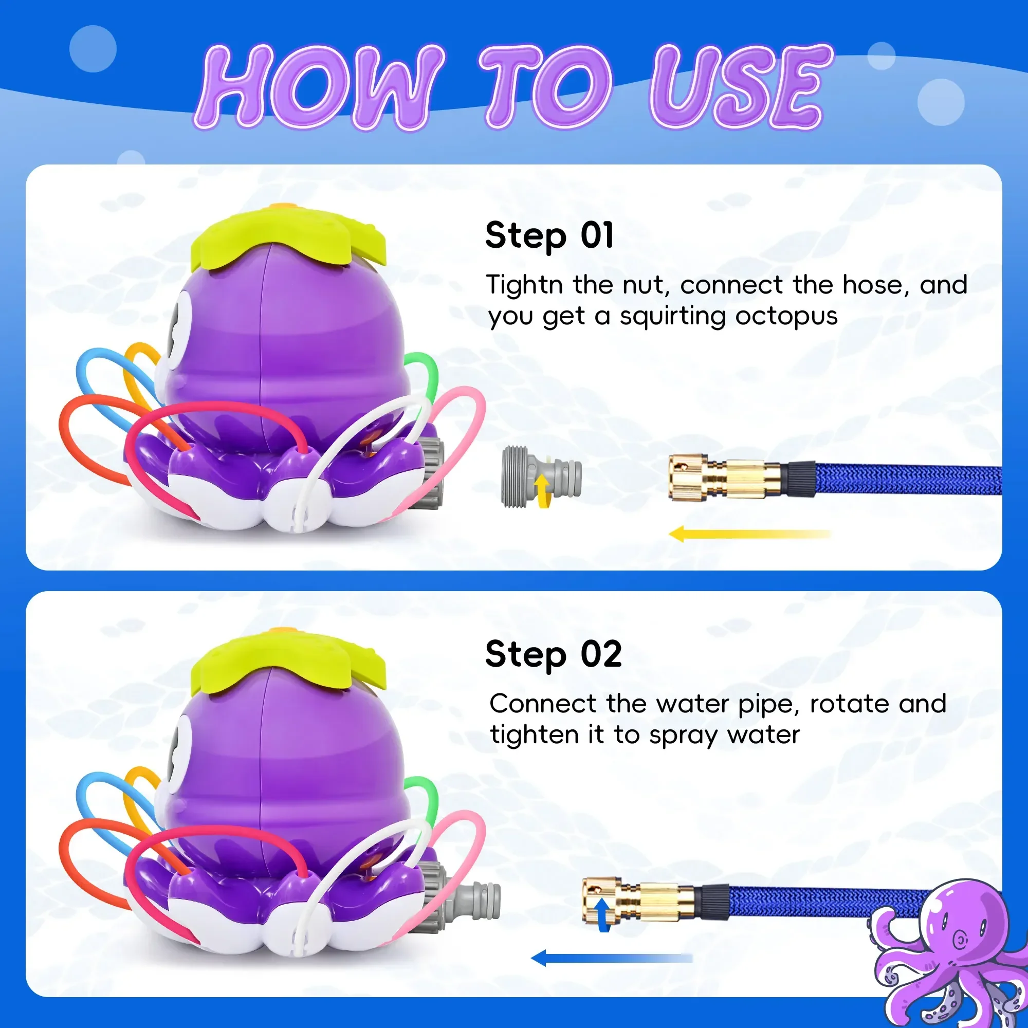 Color: Red - Sprinkler Rotating Spray Outdoor Games Summer Water Toy for Kids Garden Octopus Backyard Yard Cartoon Splash Baby Bath Toys Gift