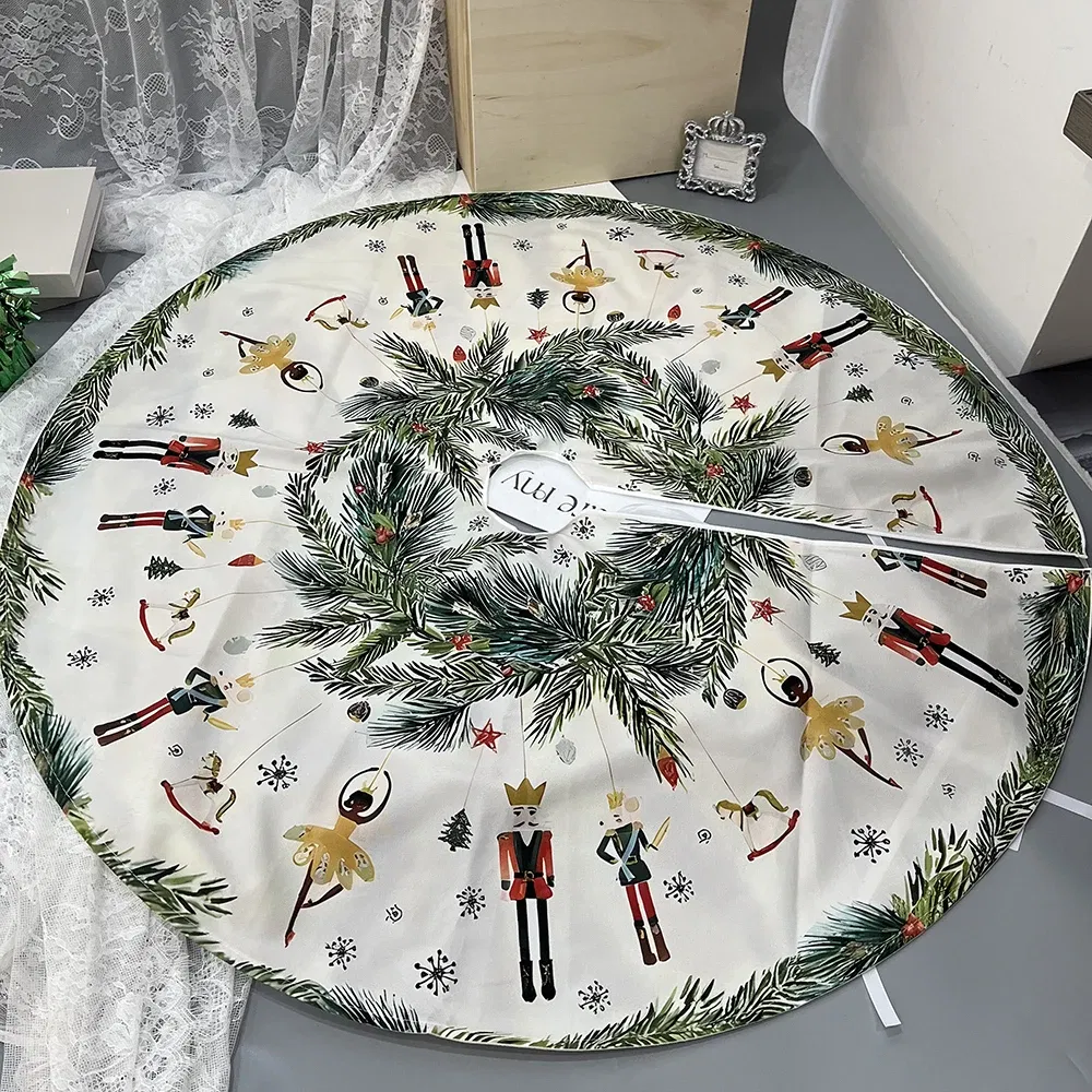 90/120cm Christmas Tree Skirt Holiday Vibrant Nutcracker Nativity New Yeay Ornaments Merry Xmas Soft Tree Skirt Home Mat Decor