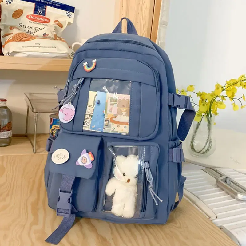 Color: Pink - Cute Girls Backpack Fashion Cartoon Teen Student School Backpack Lovely Women's Bag Versatile Laptop Girl's School Bag
