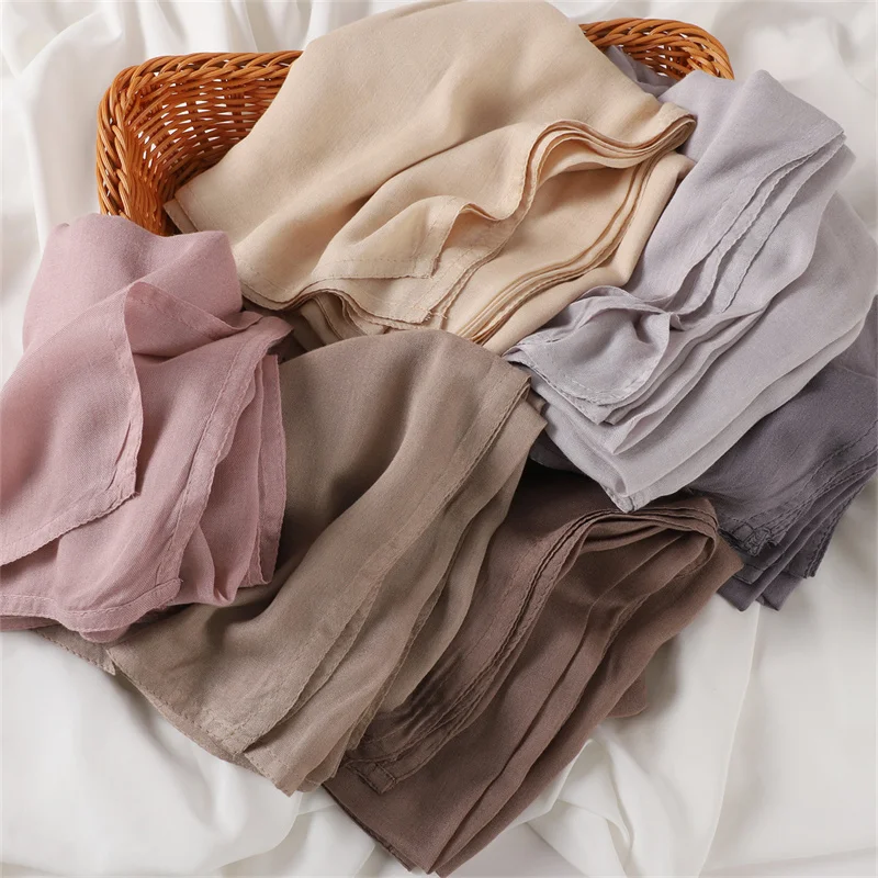 Color: GRAY - Ramadan Solid Color Big Size Cotton Rayon Hijab Scarf Women Muslim Headscarf Wraps Shawls Femme Musulman Headband Islamic Turban