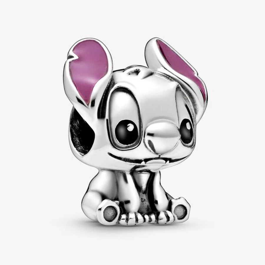 Gem Color: tan - S925 Silver Jewelry Stitch and Angel Charms Disney Series Bead 1:1 Model with Logo Fit Pandora Bracelet Women Diy Making Jewelry