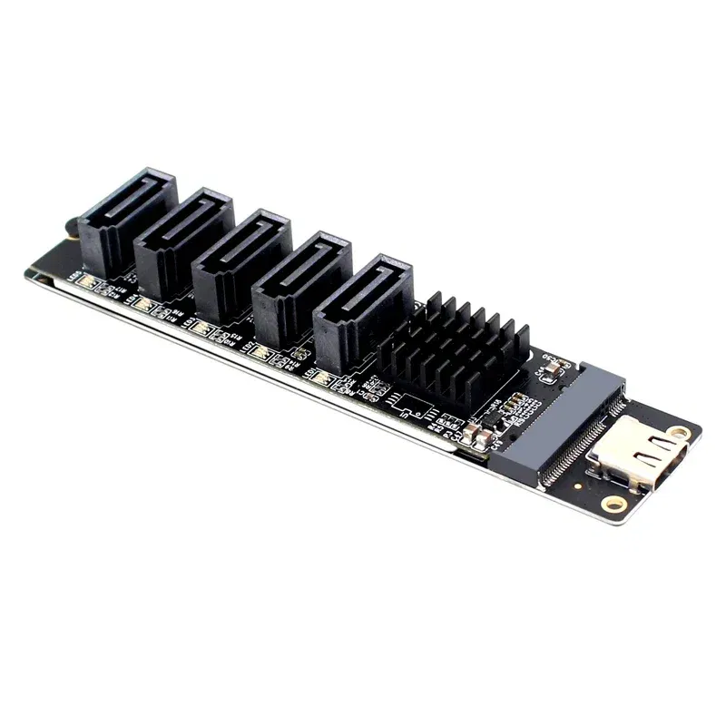 SATA Expansion Card Riser Type C to 5 Port SATA 3.0 6Gbps Adapter Card USB C to SATA3.0 Converter for Computer JM575+JMS580 Chip