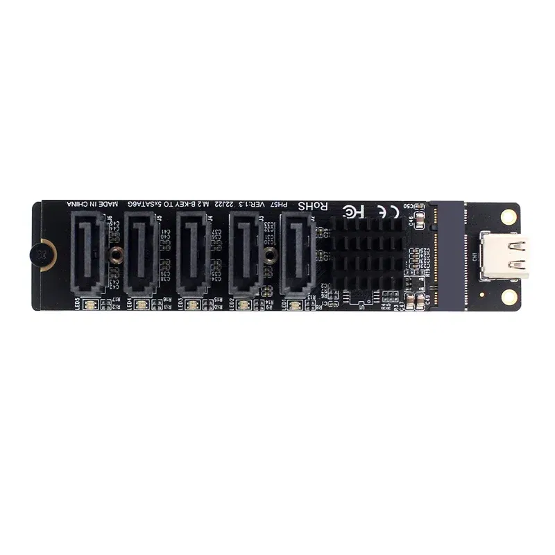 SATA Expansion Card Riser Type C to 5 Port SATA 3.0 6Gbps Adapter Card USB C to SATA3.0 Converter for Computer JM575+JMS580 Chip