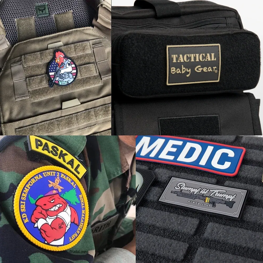 Custom PVC Patches Wholesale 50 Pieces Rubber 2D 3D Logos Tactical Pvc Badges With Hook Loop for Cap Bag Clothes Applique DIY