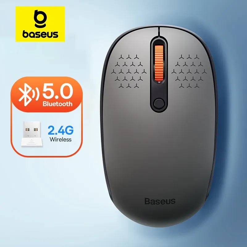 Color: PURPLE - Baseus Mouse Bluetooth Wireless Computer 1600DPI Silent Mouse with 2.4GHz USB Nano Receiver for PC MacBook Tablet Laptop Mouse