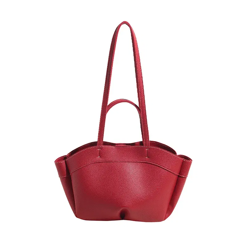 Color: Red - Tote bag fashionable large capacity mother and child bag single shoulder portable shopping bag