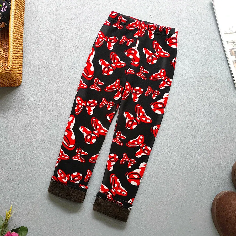 Color: black, Kid Size: 9 - Autumn Winter Print Flowers Thick Warm Kids Toddler Baby Girls Leggings Children's Pants