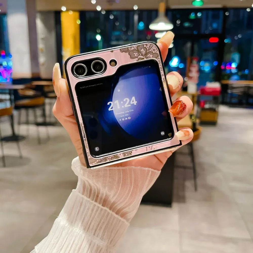 Material: ABS, Color: Pink - For Samsung Galaxy Z Flip 5 4 3 5G MagSafe Magnetic Phone Case Stand Holder Glitter Bling Diamond 3D Ring Cover For Z Flip5 4 5G