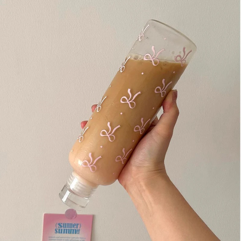 Ins Styl Bow Original Design Small Hand Cup 500ml Heat-resistant Large-capacity Plastic Cup High Color Scale Cup