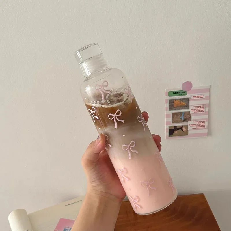 Ins Styl Bow Original Design Small Hand Cup 500ml Heat-resistant Large-capacity Plastic Cup High Color Scale Cup