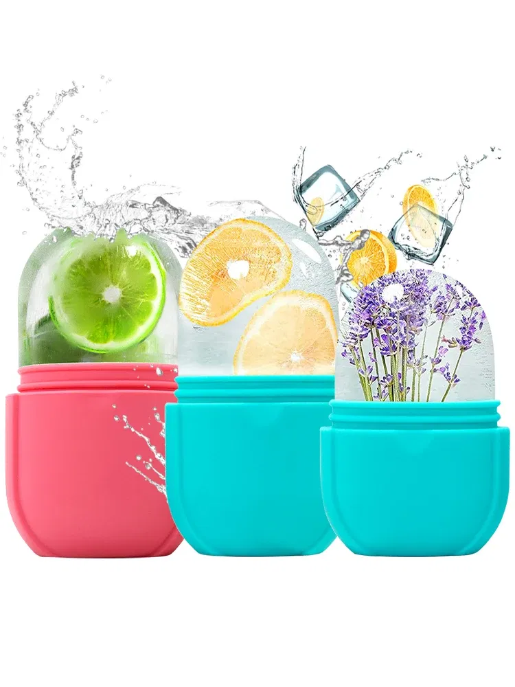 Color: Orange - Silicone Ice Cube Trays Beauty Lifting Ice Ball Face Massager Contouring Eye Roller Facial Treatment Reduce Acne Skin Care Tool