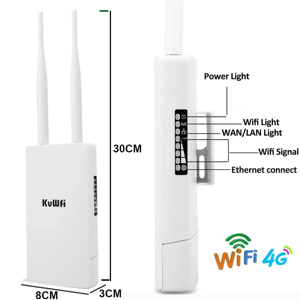 To KuWFi Waterproof Outdoor 300Mbps WiFi Router CAT4 4G LTE Routers 3G/4G SIM Card Router Modem for IP Camera/Outside WiFi