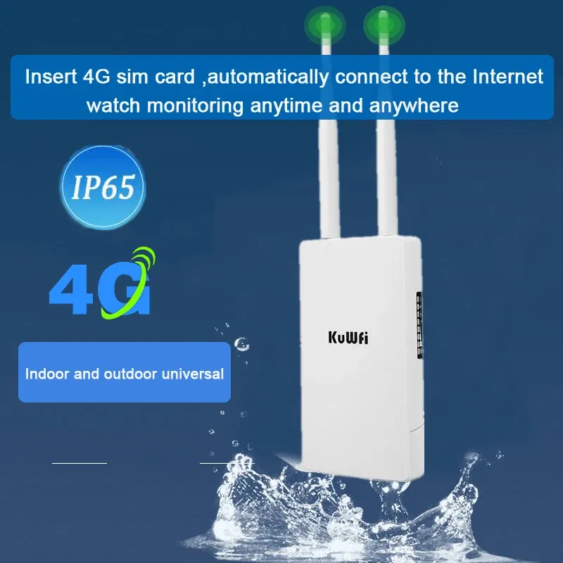 To KuWFi Waterproof Outdoor 300Mbps WiFi Router CAT4 4G LTE Routers 3G/4G SIM Card Router Modem for IP Camera/Outside WiFi