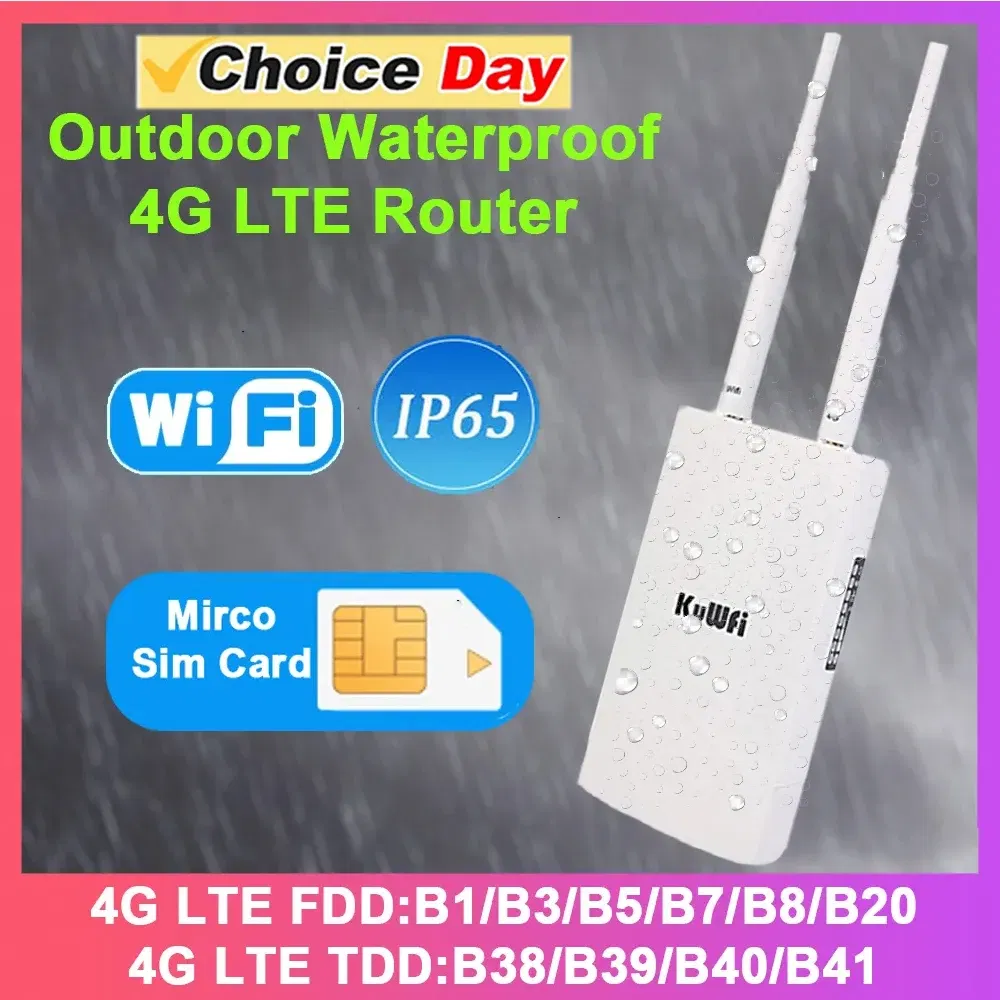 To KuWFi Waterproof Outdoor 300Mbps WiFi Router CAT4 4G LTE Routers 3G/4G SIM Card Router Modem for IP Camera/Outside WiFi