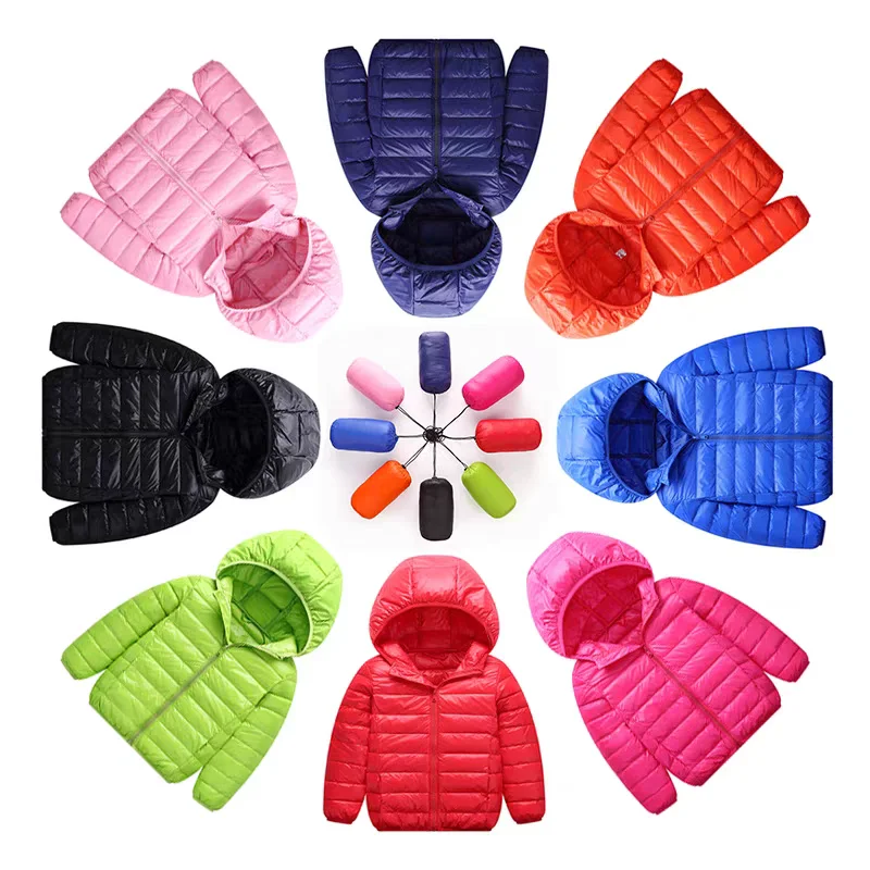 Color: black, Kid Size: 4T - Boys Girls Autumn Down Coats Kids Winter Windproof Jackets Children Solid Color Hooded Outerwear Teenager Fashion Warm Clothing