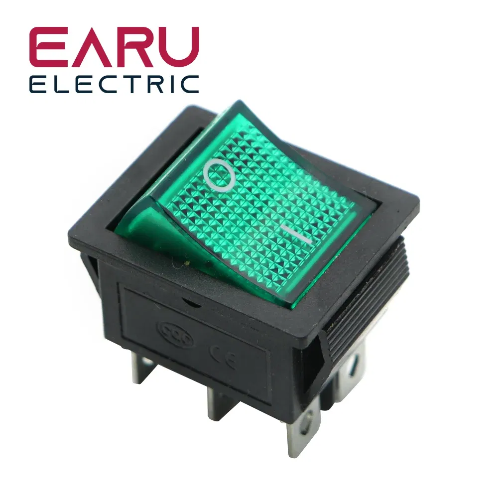 Color: green - Latching Rocker Switch Power Switch I/O 4 Pins With Light 16A 250VAC 20A 125VAC KCD4 DPST Red Yellow Green Blue Black Boat