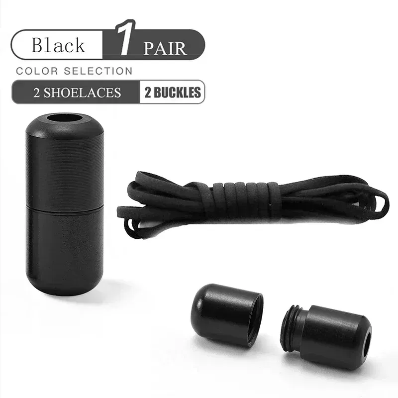 Color: black, Length: 100cm - Elastic No Tie Shoelaces Semicircle Shoe Laces for Kids and Adult Sneakers Shoelace Quick Lazy Metal Lock Laces Shoes Strings