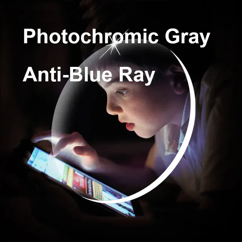 Lenses Color: Red, Lens Index: 1.67 - 1.56 1.61 1.67 Photochromic-Gray Lenses with Anti-blue Ray Protection Optical Prescription Glasses Myopia Hyperopia Lenses