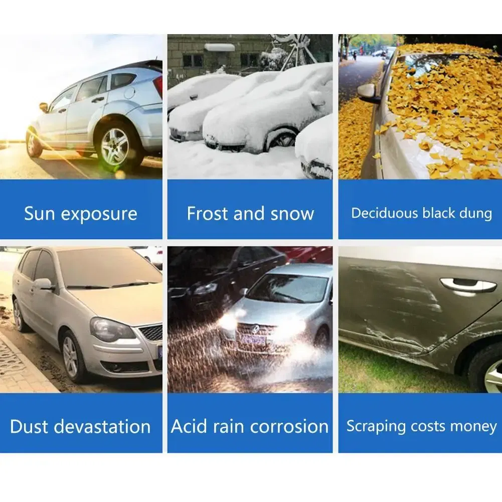 Color Name: WHITE, Ships From: CHINA - Universal Half Car Cover Shade Cover Outdoor Reflection Aluminum Film Waterproof Auto Cover For Sedan Hatchback Suv E2p5