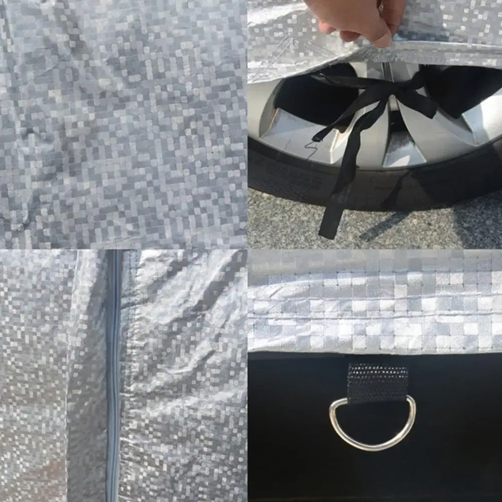 Color Name: WHITE, Ships From: CHINA - Universal Half Car Cover Shade Cover Outdoor Reflection Aluminum Film Waterproof Auto Cover For Sedan Hatchback Suv E2p5