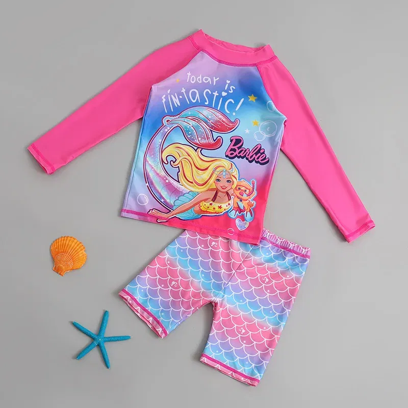 Color: GRAY, Kid Size: 6M - Children Swimsuit Kids Boys Girls Swimwear Children Surfing Wear Sunscreen Quick Dry Swimwear Car Cartoon Swimsuit Beach Wear