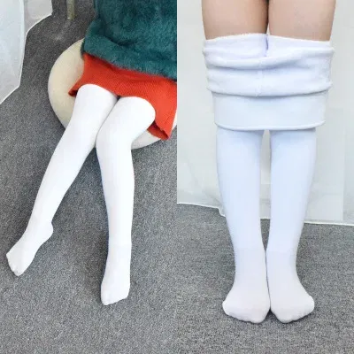 Color: SKY BLUE, Size: 100cm - High Quality Winter Fur Girls Leggings Thick Velvet Children Pants Warm Elastic Waist Cotton Kids Girls Trousers