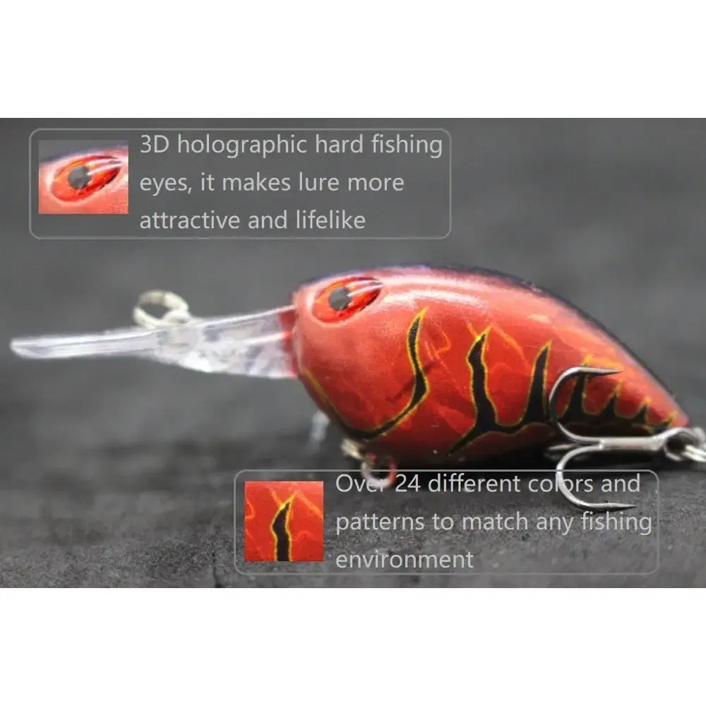 Color: Beige - wLure Crankbait Wobble Fishing Lure 6cm 5g Deep Diving Tight Action Fresh Water Hard Bait Floating 8# Hooks Insect Bait C770