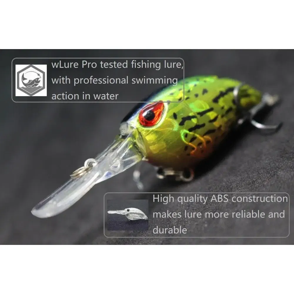 Color: Beige - wLure Crankbait Wobble Fishing Lure 6cm 5g Deep Diving Tight Action Fresh Water Hard Bait Floating 8# Hooks Insect Bait C770
