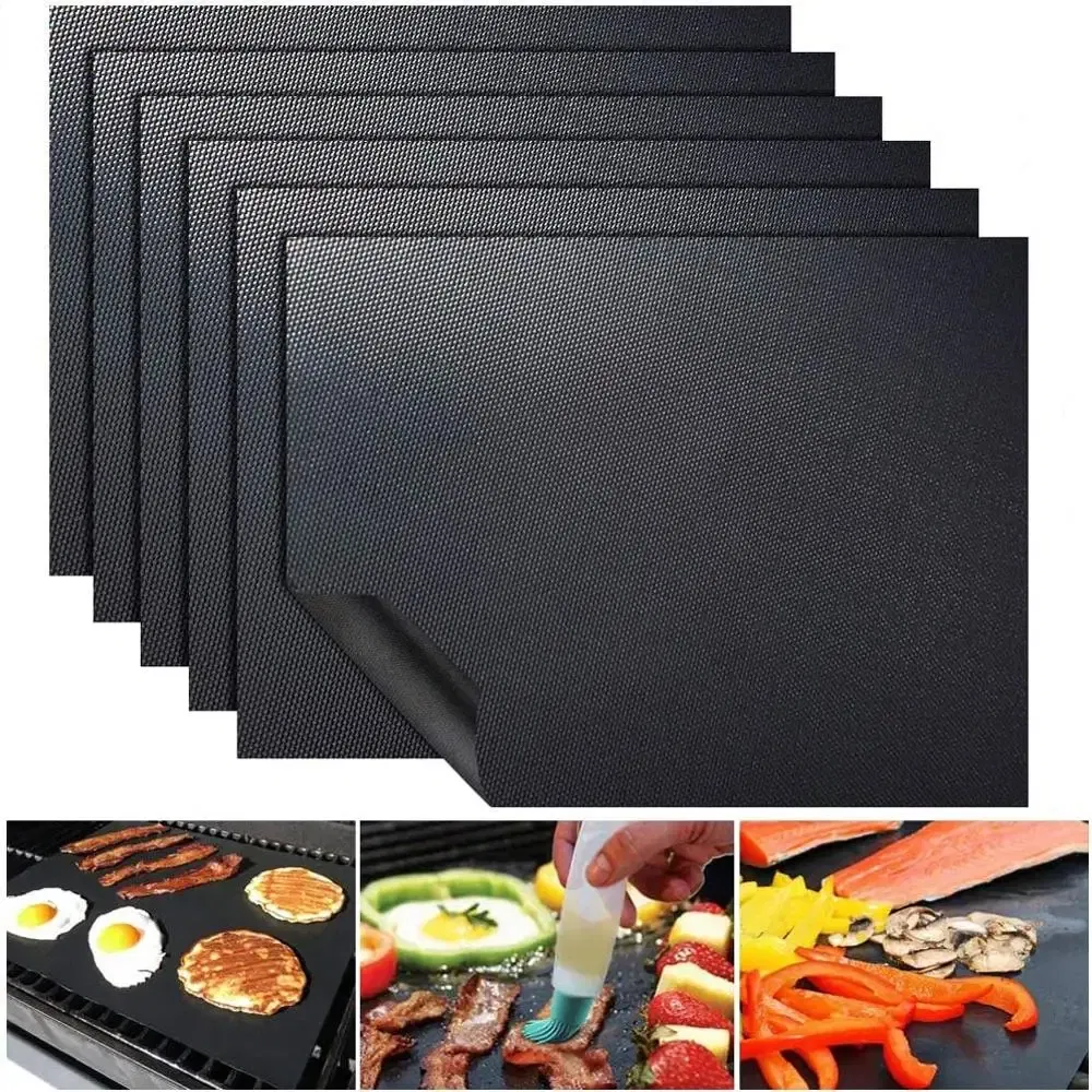 Color: WHITE - BBQ Grill Mat Non-stick Mat Heat Resistant Grill Mat Outdoor Baking Reusable Barbecue Party Mat 40x33cm Grill Accessories
