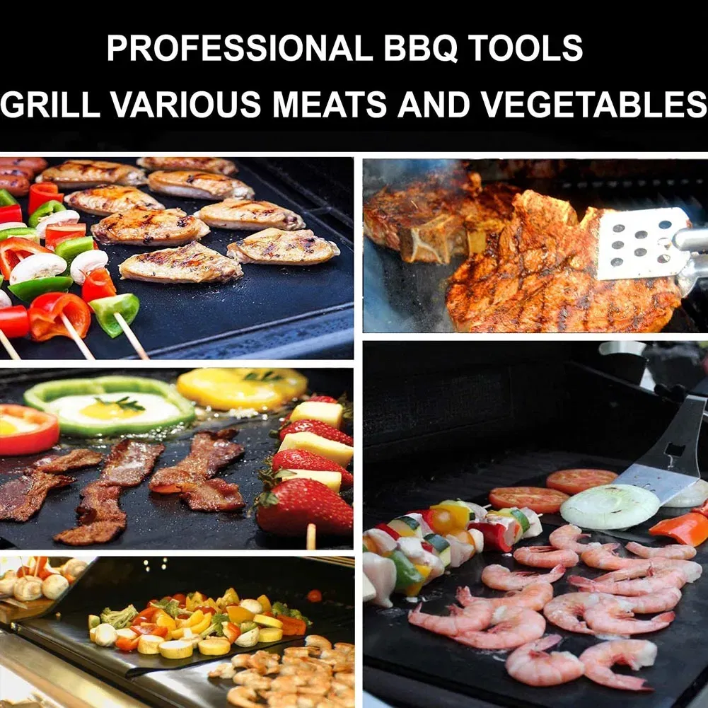 Color: WHITE - BBQ Grill Mat Non-stick Mat Heat Resistant Grill Mat Outdoor Baking Reusable Barbecue Party Mat 40x33cm Grill Accessories