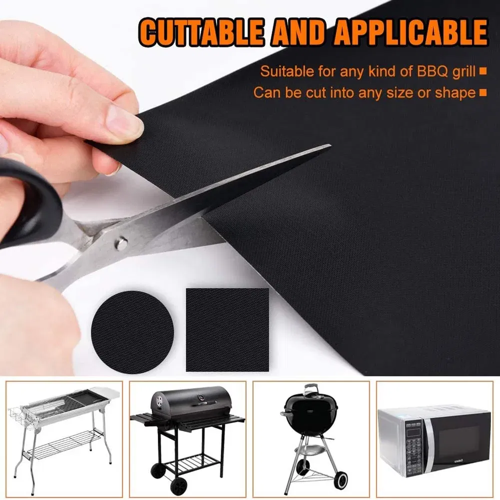 Color: WHITE - BBQ Grill Mat Non-stick Mat Heat Resistant Grill Mat Outdoor Baking Reusable Barbecue Party Mat 40x33cm Grill Accessories