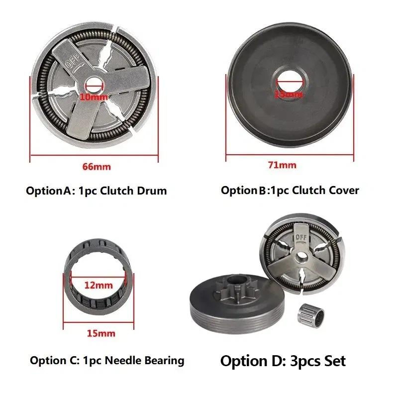 Size: 10 Inches - XCAN Clutch Drum+Clutch Cover+Needle Bearing For 4500 5200 5800 45cc 52cc 58cc Chainsaw Replacement Parts