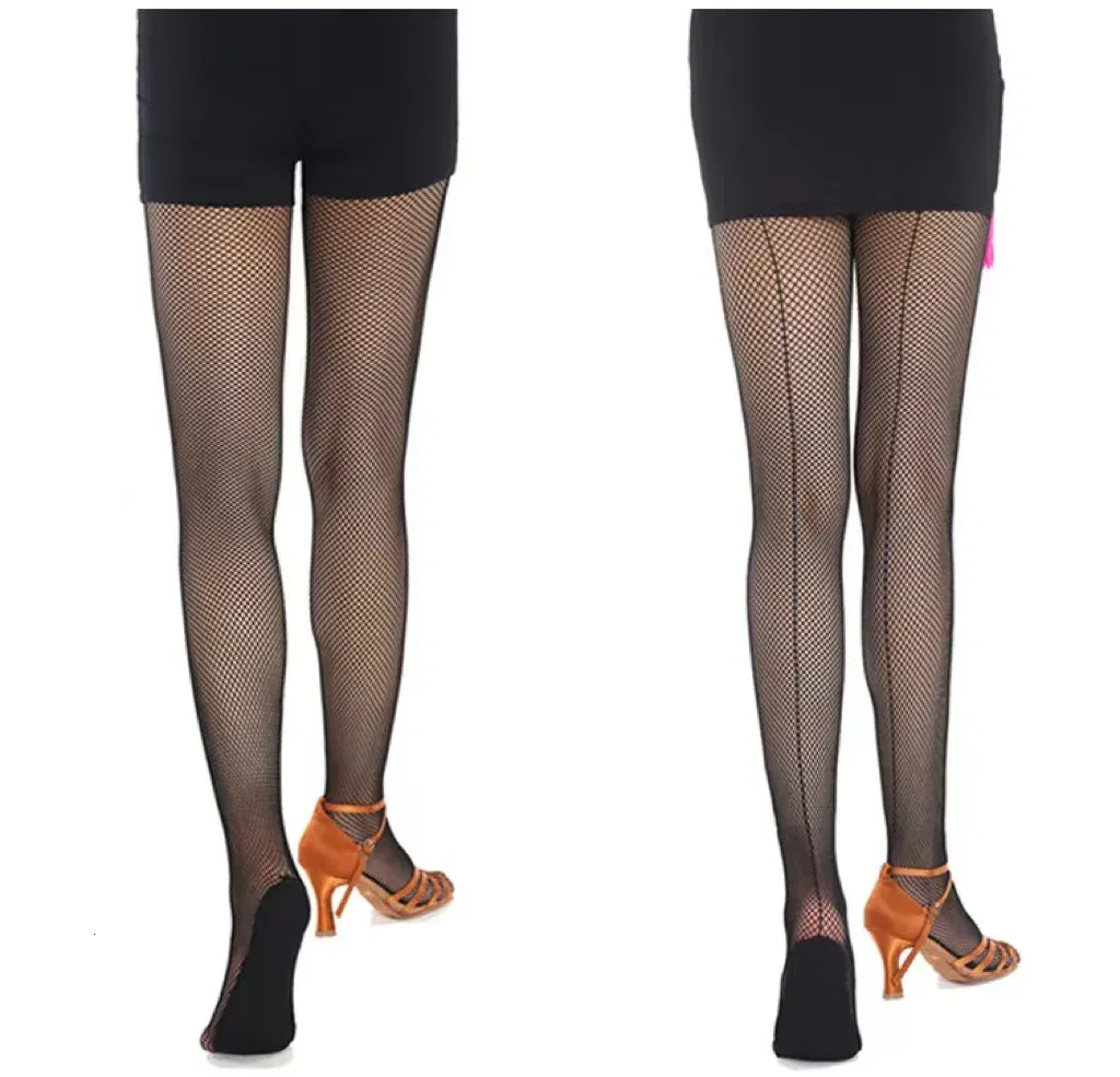 Color: Beige, Size: L - Professional Hard Mesh Tights Latin Dance Fishnet Stockings Competition Special Pantyhose Sole Non Slip Bone Line Oxford Socks