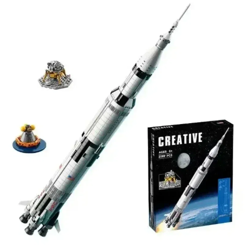 Color: black, Size: S - ZOCO Classic Model The Apollo Saturn V Launch Vehicle Rocket And Launch Pad Fit Building Blocks Kid Education Toys Gifts