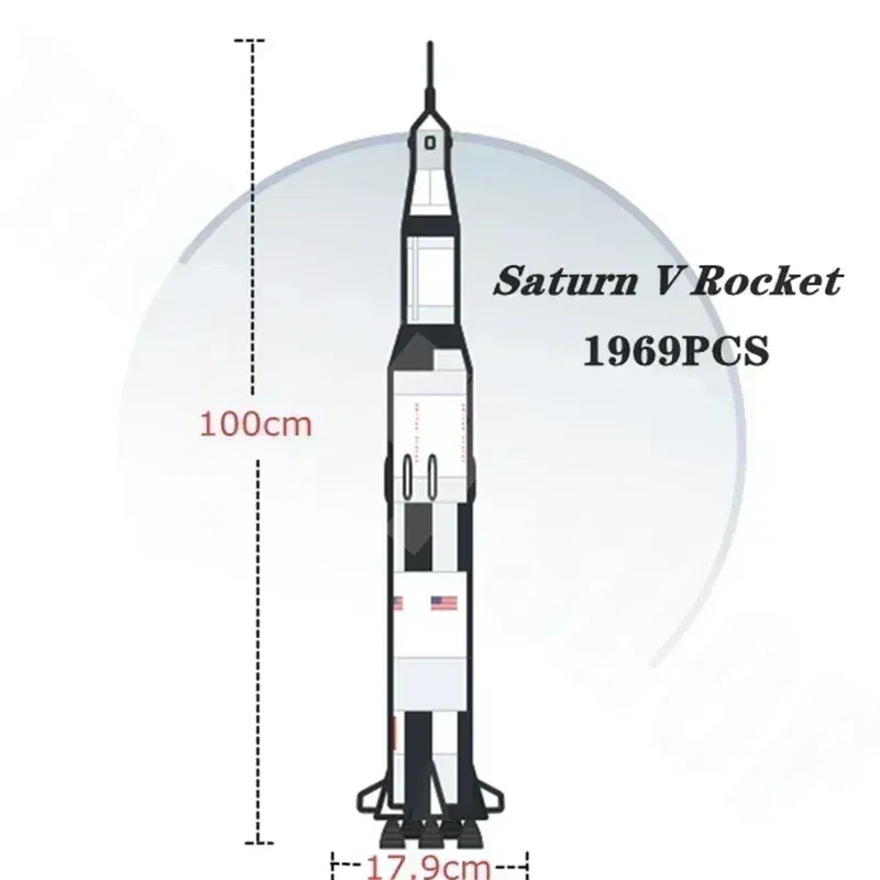 Color: black, Size: S - ZOCO Classic Model The Apollo Saturn V Launch Vehicle Rocket And Launch Pad Fit  Building Blocks Kid Education Toys Gifts