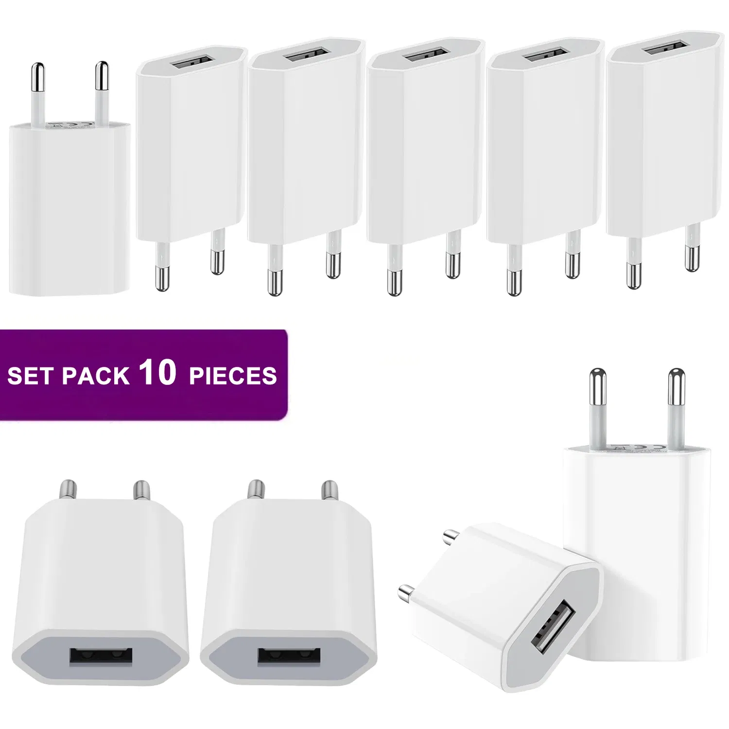 Plug Type: BR - 1/3/5/10pcs 5V 1A Eu AC Home Travel USB Wall Charger For IPhone 6 7 8 plus x xr 11 12 13 14
