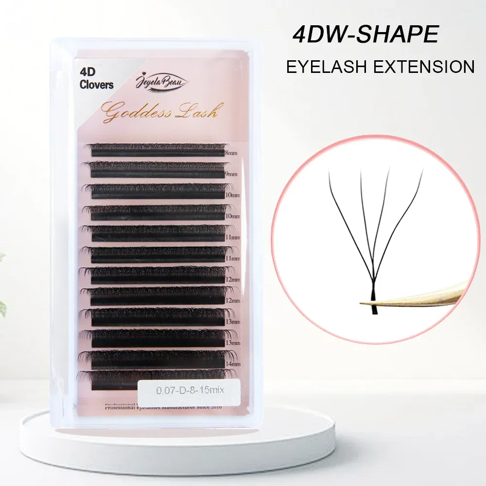 Color: Black & Silver, Curl: D, Thickness: 0.07mm, Length: 8mm, Ships From: CHINA - Goddess 3D/4D/5D/6D/7D/8D W Shape lashes 4D Premade Fan Lash Extensions 0.07 C/D Curl Natural Soft High Quality Idividual Lashes